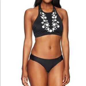 NEW Coastal Blue Black Low Rise Hipster Bikini Swim Suit Bottoms Size 2XL